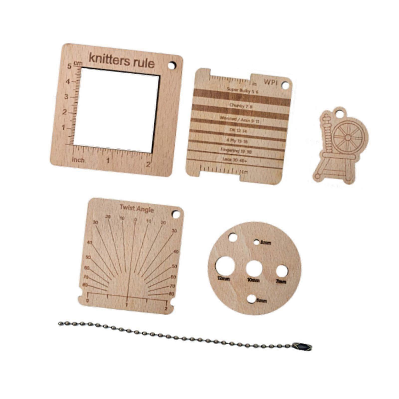 Wood Knitting Gauge Rulers Multitool Set Yarn Gauge Practical Knitting Tools