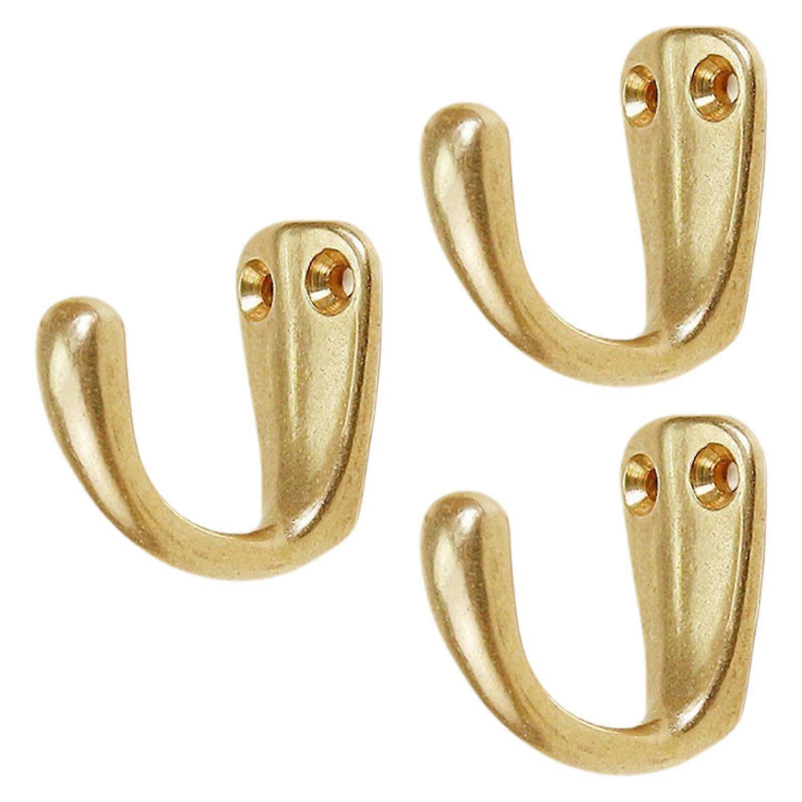 3x Multipurpose Storage Hooks Coat Hooks Wall Mount Brass Clothes Hooks Entrance