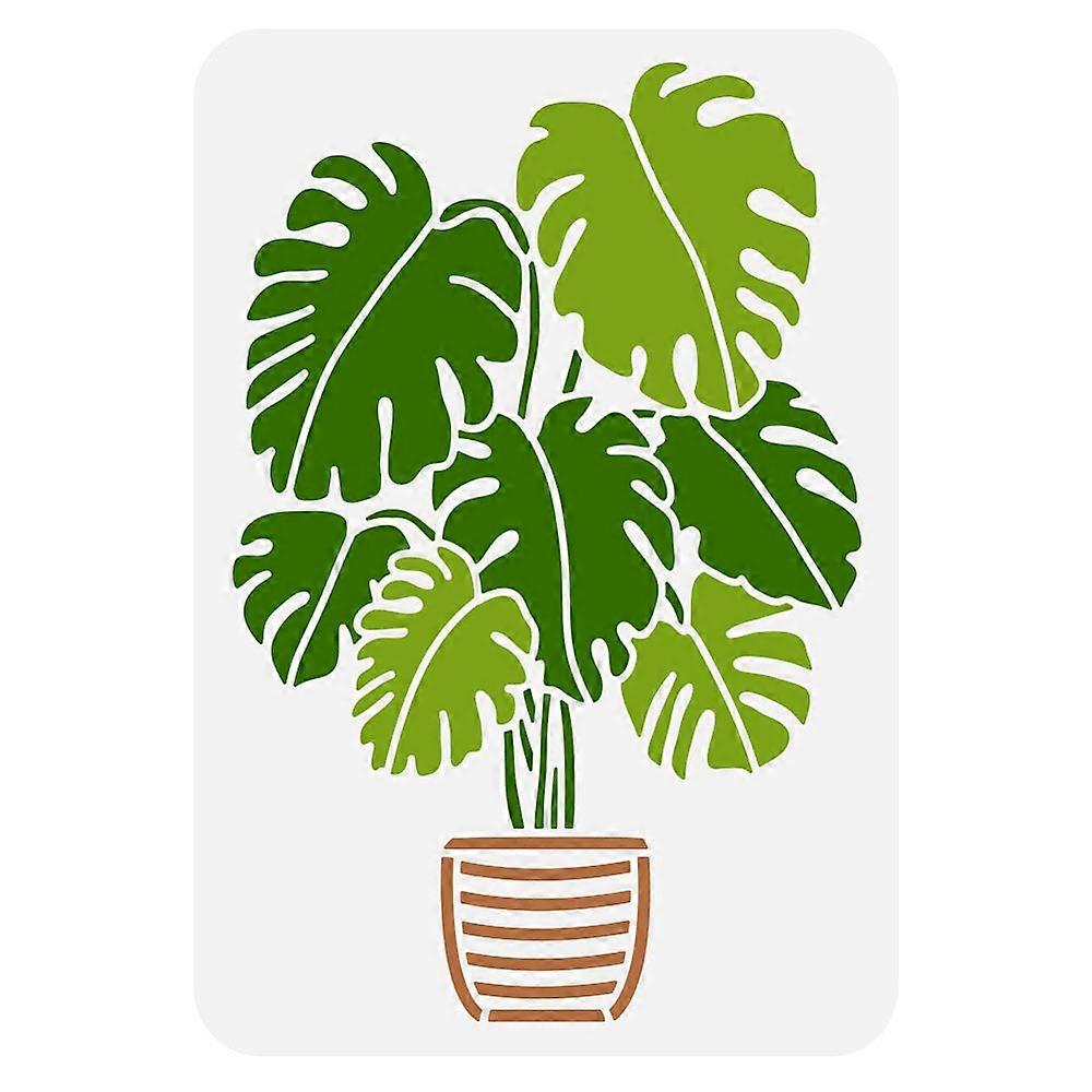 House Plant Painting Stencil 8.3x11.7inch Reusable Potted Plant Stencil for Painting Large Plant Leaves Drawing Template Flower Pot Stencil Plant Them