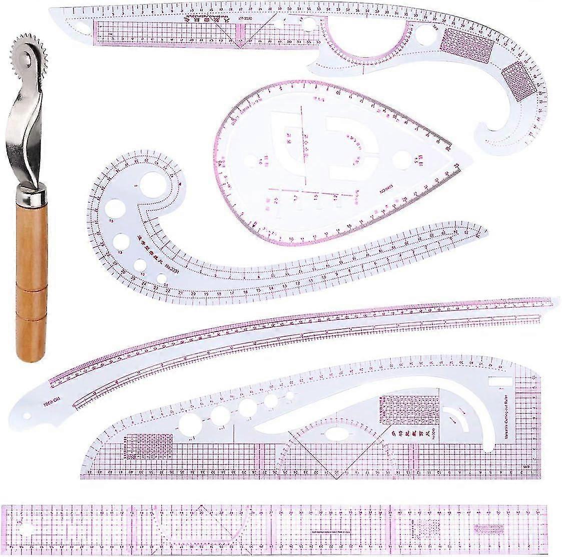 Plastic Curve Scale Ruler - Tailors Ruler Dressmaking Set - 7 Pieces