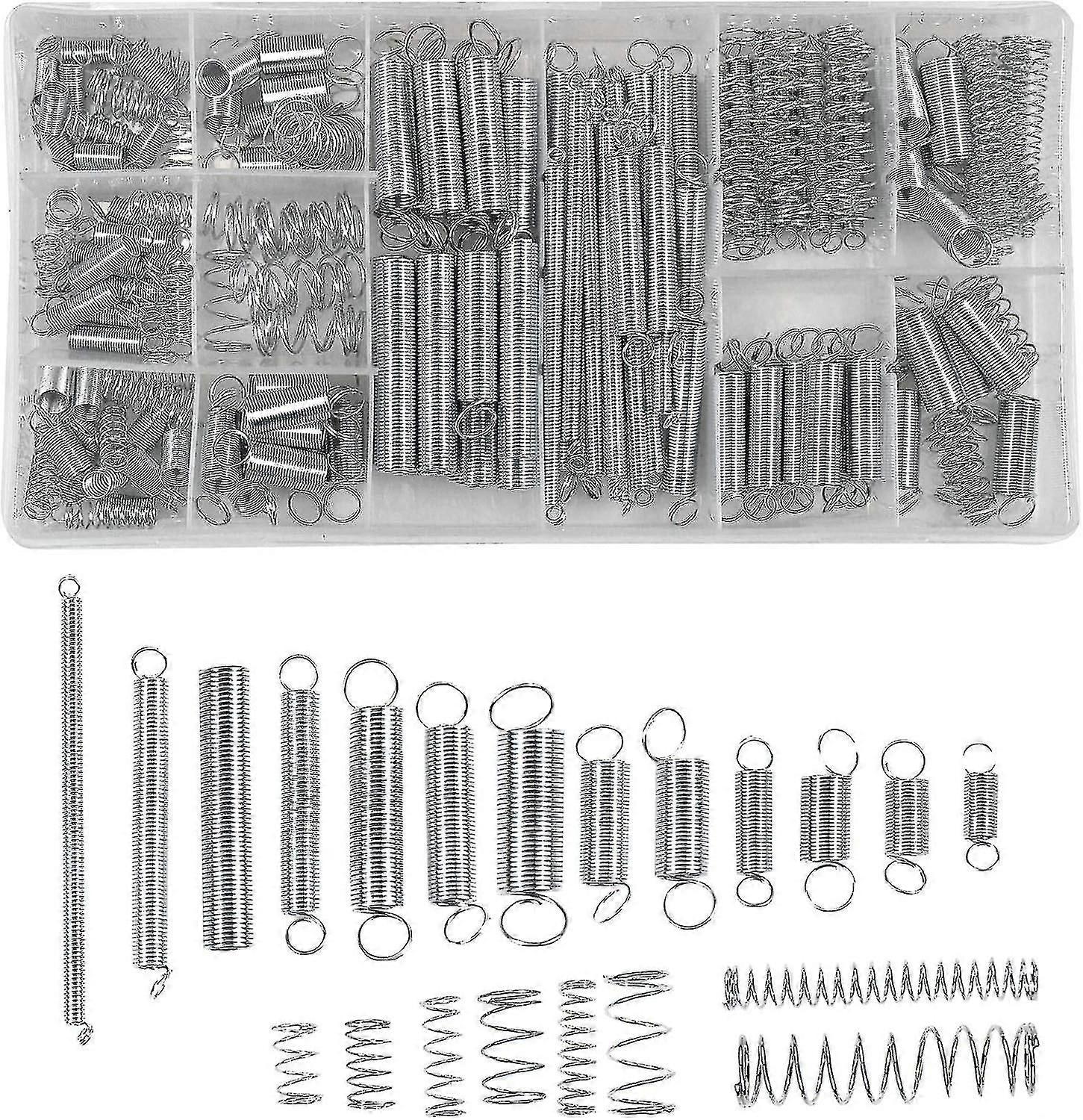 200 Pieces Compression Springs Extension Springs Extension Springs Assortment 20 Sizes Galvanized Steel Springs with Storage Box