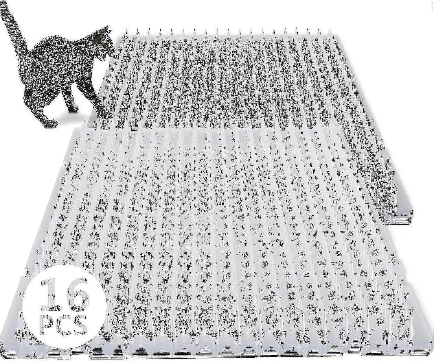 16パック猫忌避剤屋外スキャットマット猫犬プラスチックマットスパイク付きクリアスパイク抑止トレーニングペットマット猫忌避マット-hhny