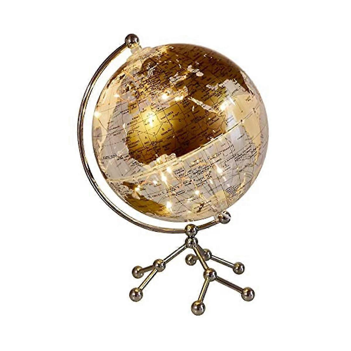 8Inch World Globe,Illuminated World Globe with Metal Stand,Educational Interactive Globe, LED Globe