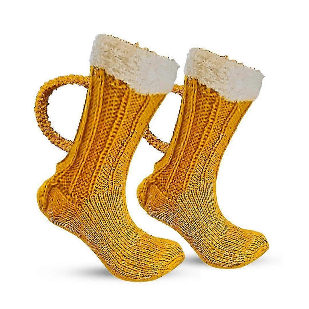 3D Beer Mug Socks Funny Knitted Beer Socks With Handcrafted Handle Novelty Gift