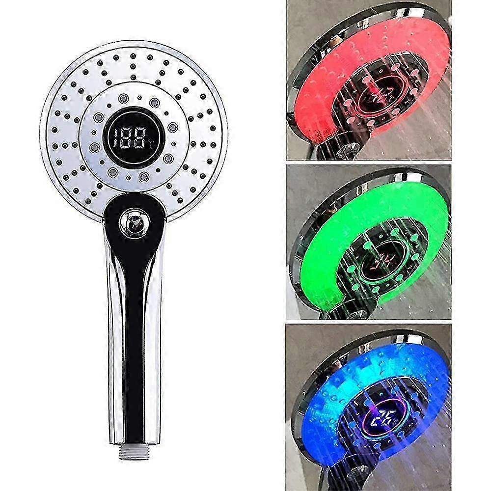 Soffione doccia a LED, soffione doccia a LED a 3 colori con controllo della temperatura doccetta con display digitale della temperatura Risparmio idrico 3 modalità doccia NCV