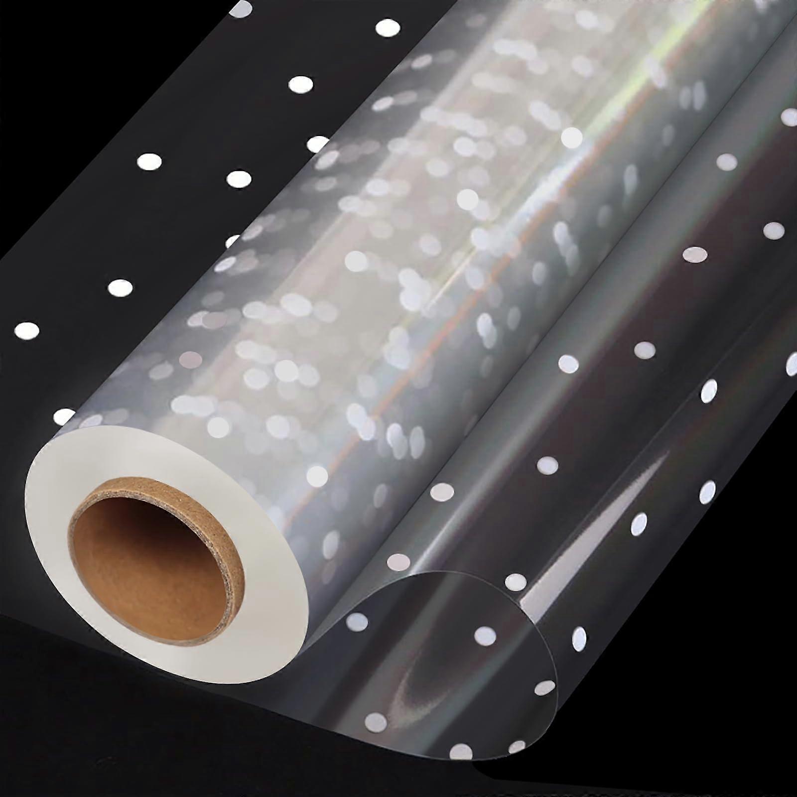 100ftx34in Extra Wide Clear Cellophane Wrap Roll with White Dots