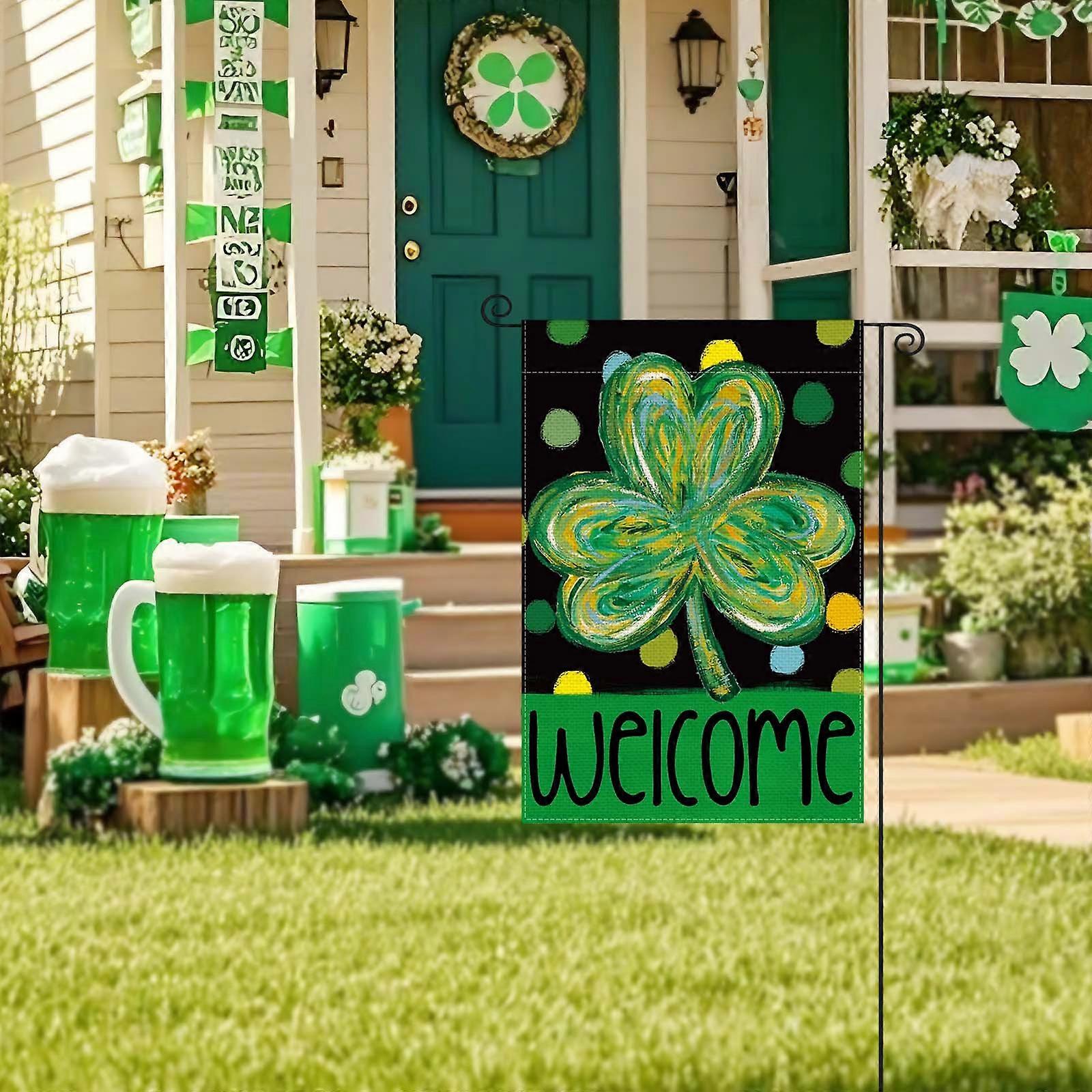 St. Patrick's Day Garden Flag Four-leaf