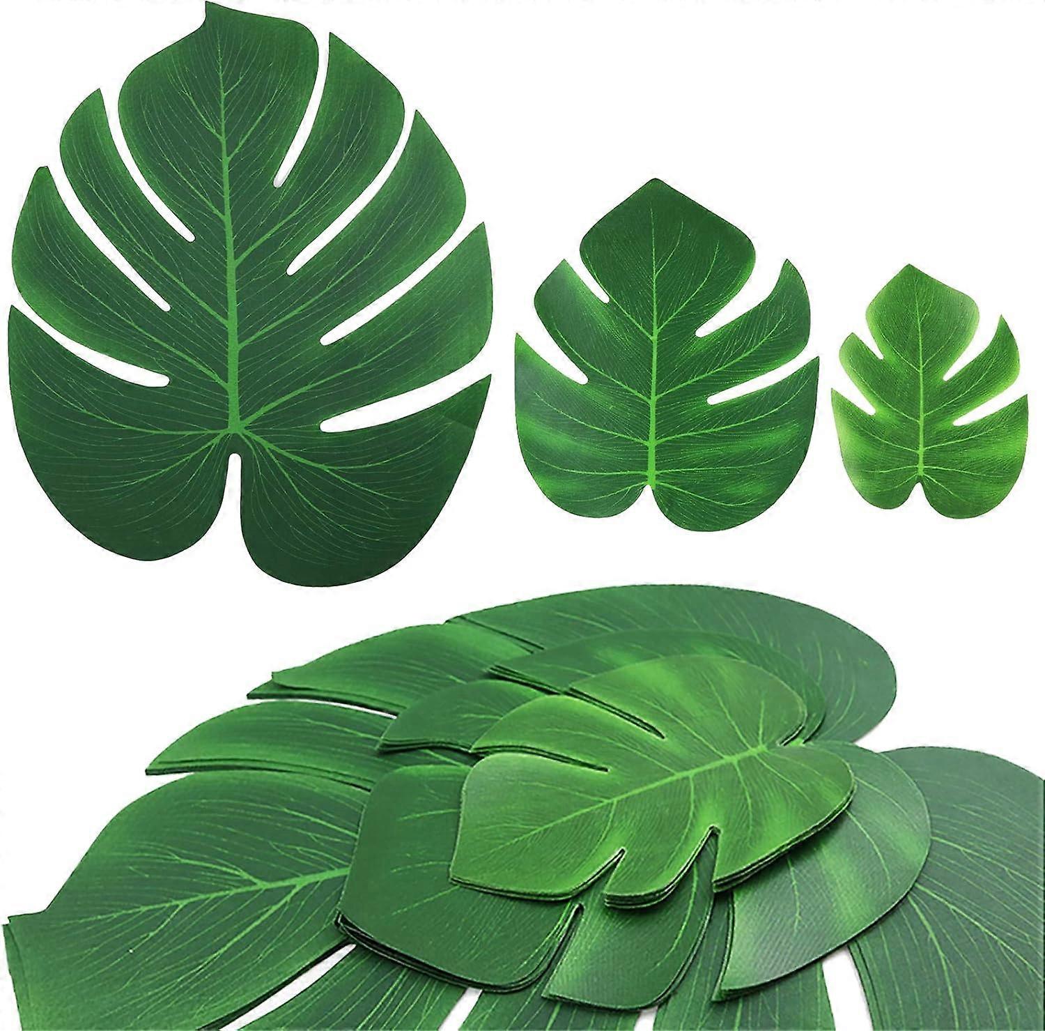 Artificial Tropical Palm Leaves, Hawaiian Party Decor, Durable Reusable Large Size, 3D Design Soft Lightweight Fabric, Suitable for Various Themes