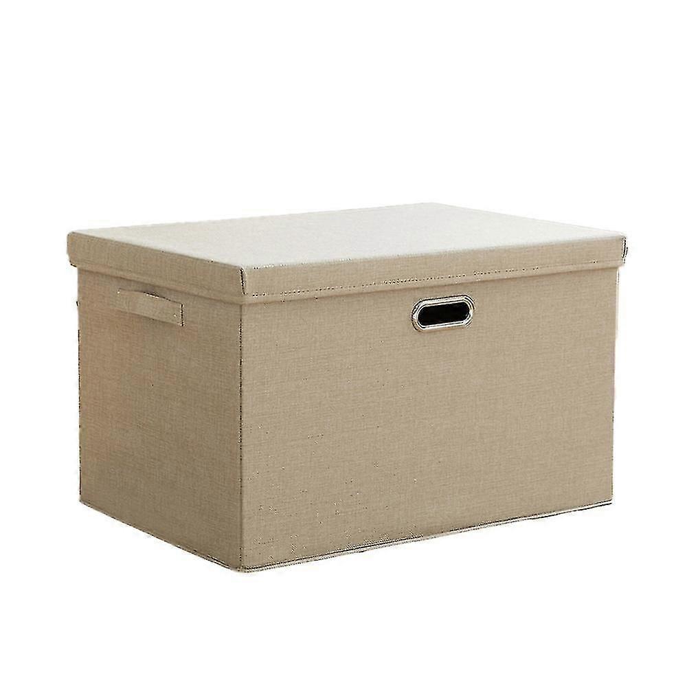 Foldable Linen Fabric Storage Bin With Lid