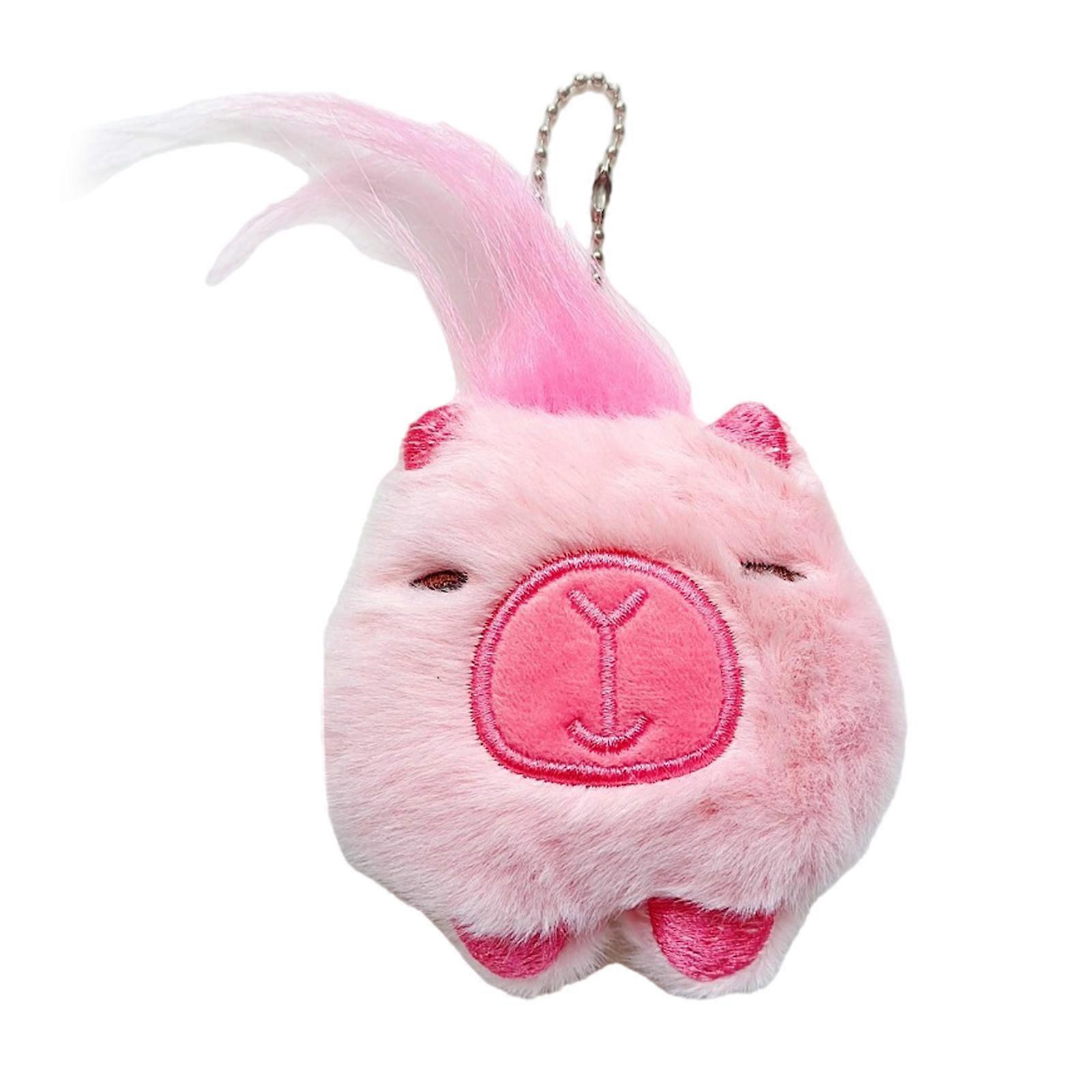 Adorable Capybara Plush Keychain with Squeaky Sound for Bags and Keys Squeaky Animal Keyring Ornament Phone Decoration Pink