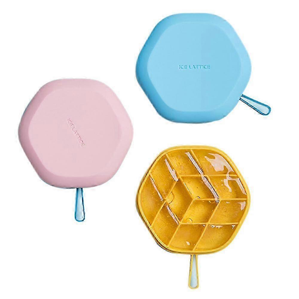 3-Pack Hexagon Ice Cube Mold with Storage Box, Reusable Silicone Ice Tray for Refrigerator & Ice Cream