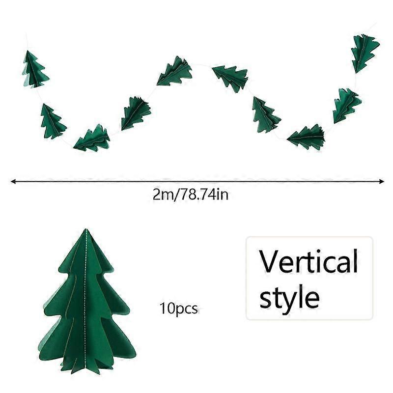 Green Tree-shaped Flower Wreath Christmas Paper Garland Hanging Paper String Christmas Tree Pendant