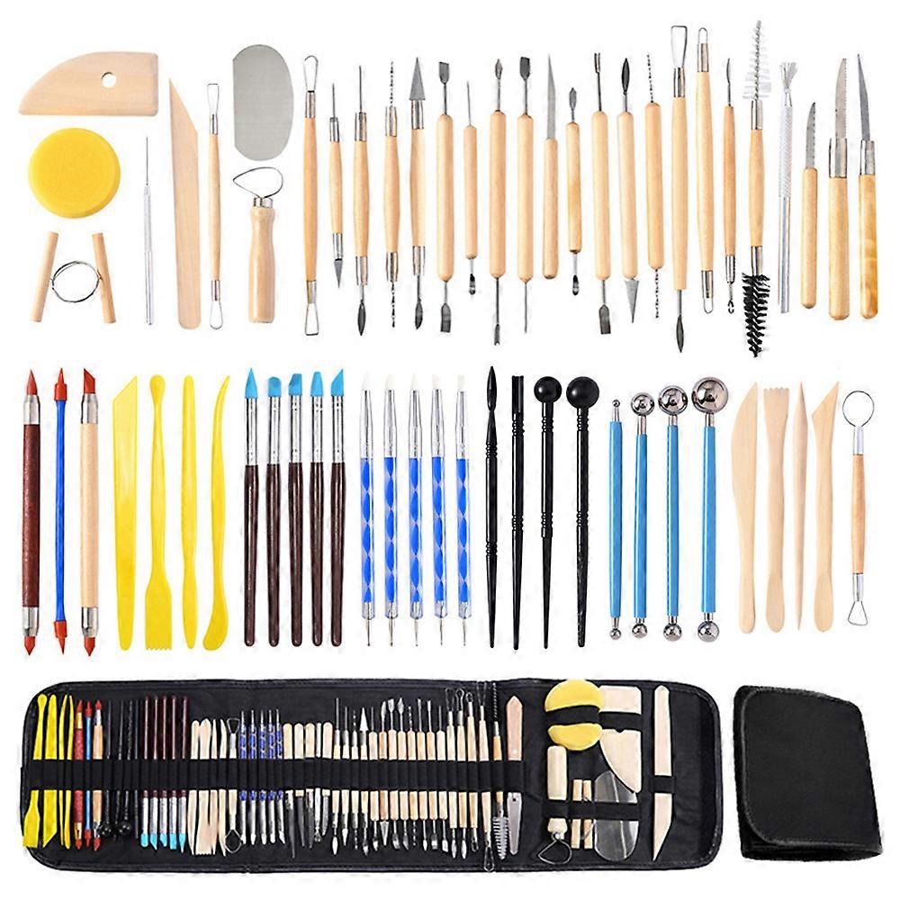 61Pcs Ceramics Clay Sculpture Polymer Tool Set Beginner's Craft Sculpting Pottery Modeling Carving Smoothing Wax Kit