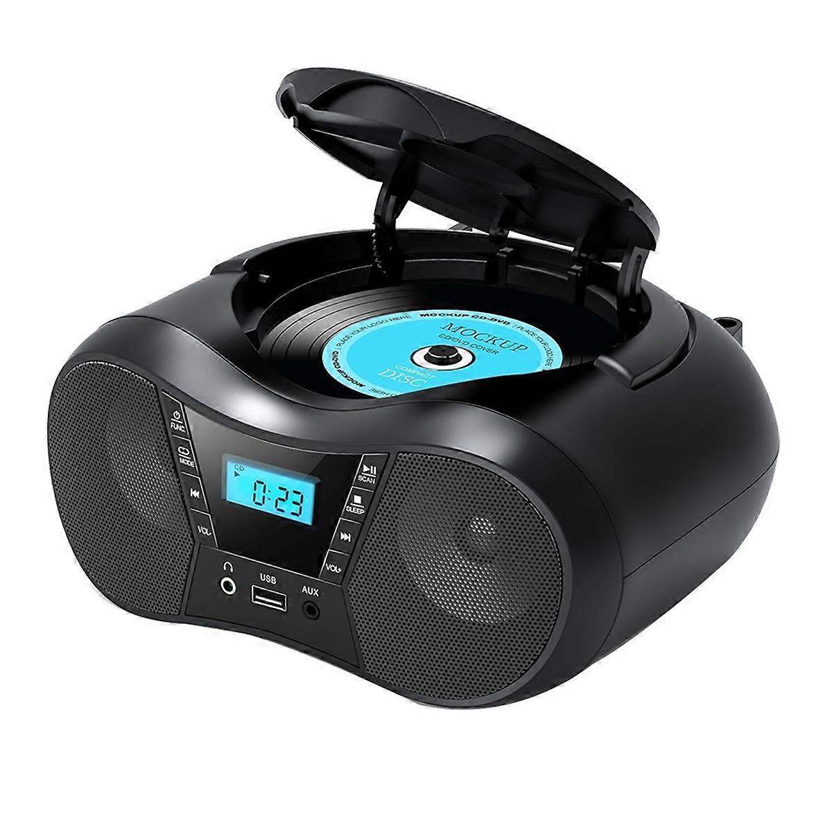 Portable CD Player Bluetooth CD Player AM/FM Radio Stereo Player, Compatible for CD/CD-R/RW Radio for Home(EU)