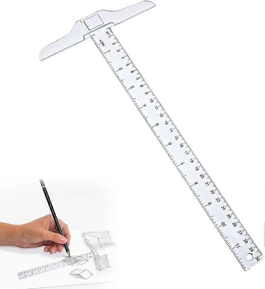 Transparent Plastic T Square, Plastic T-Square, Transparent T-Ruler, T Square for Drawing and General Layout Work School Office Home Sketching Measuri