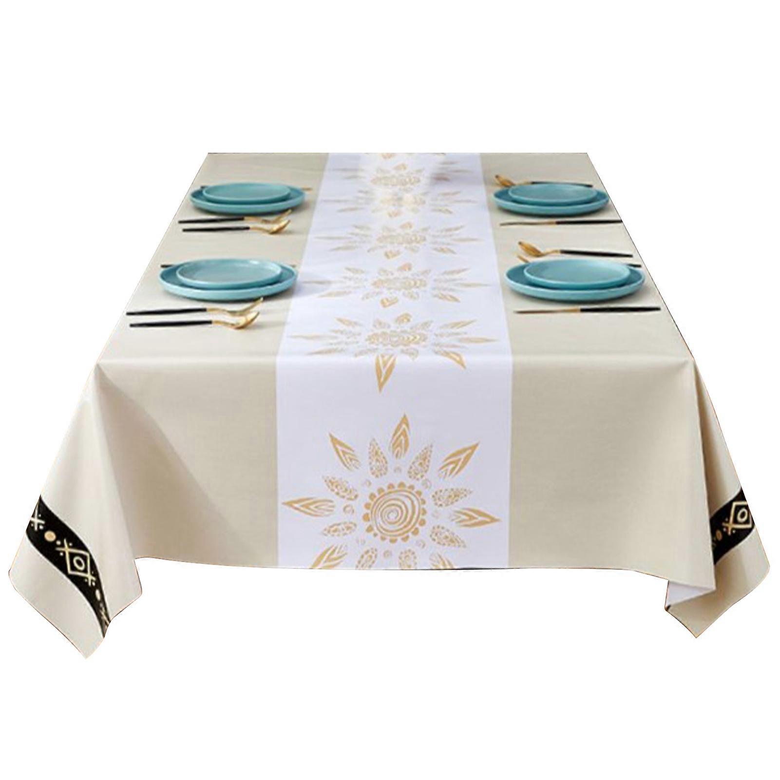 Waterproof Tablecloth PVC Grease Proof Spill Proof Rectangle Table Cover for Home Light Khaki