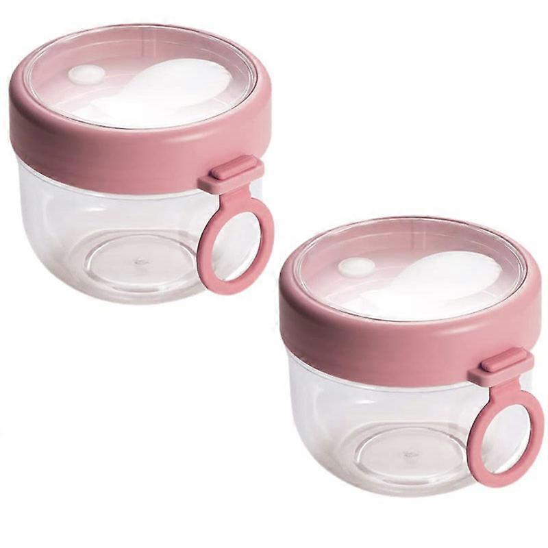 2PCS 20Oz Overnight Oats Container with Lid and Spoon - Portable Oatmeal Breakfast Cup for On-The-Go