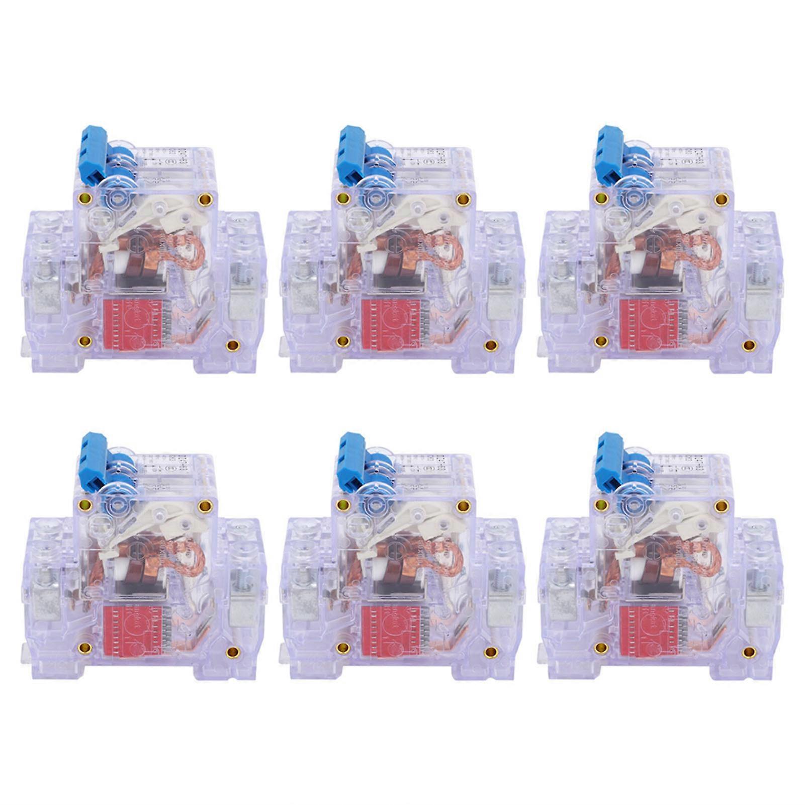 6pcs DZ47‑63 2P 6‑63A Transparent MCB Mini Circuit Breaker Air Switch Circuit Protection