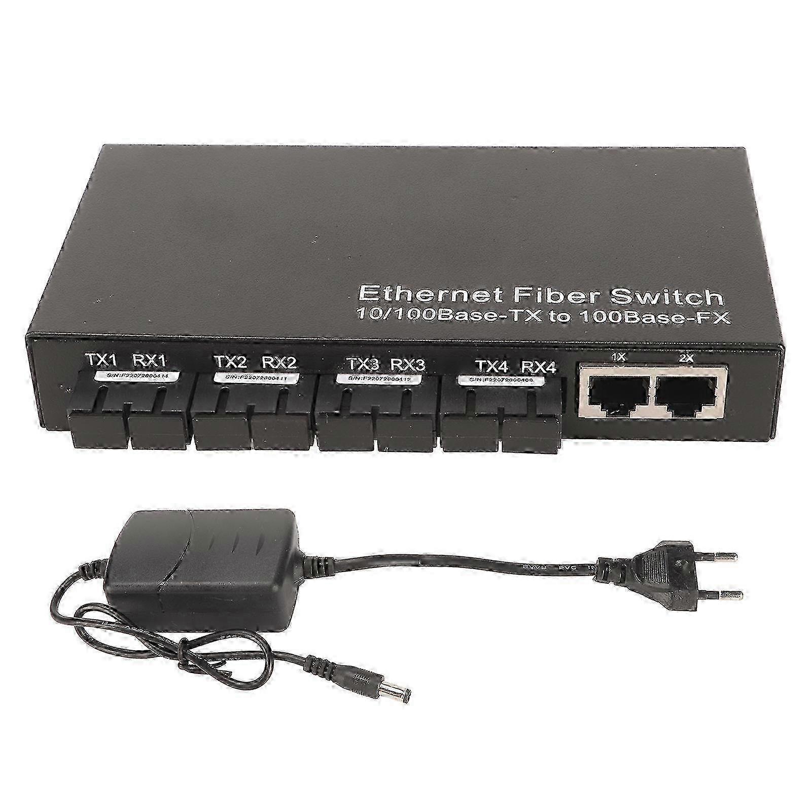 10/100Mbps Fiber Optic Media Converter with Ethernet to Fiber Optic SC Port and RJ45 Compatible with 100-240V EU Plug Transmitting at 1310nm