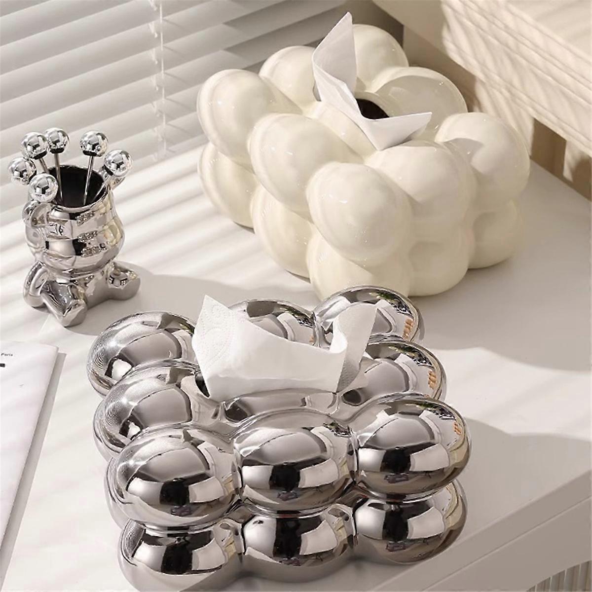 Bubble Design Tissue Box Holder Dispenser for Bathroom Dining Table-E