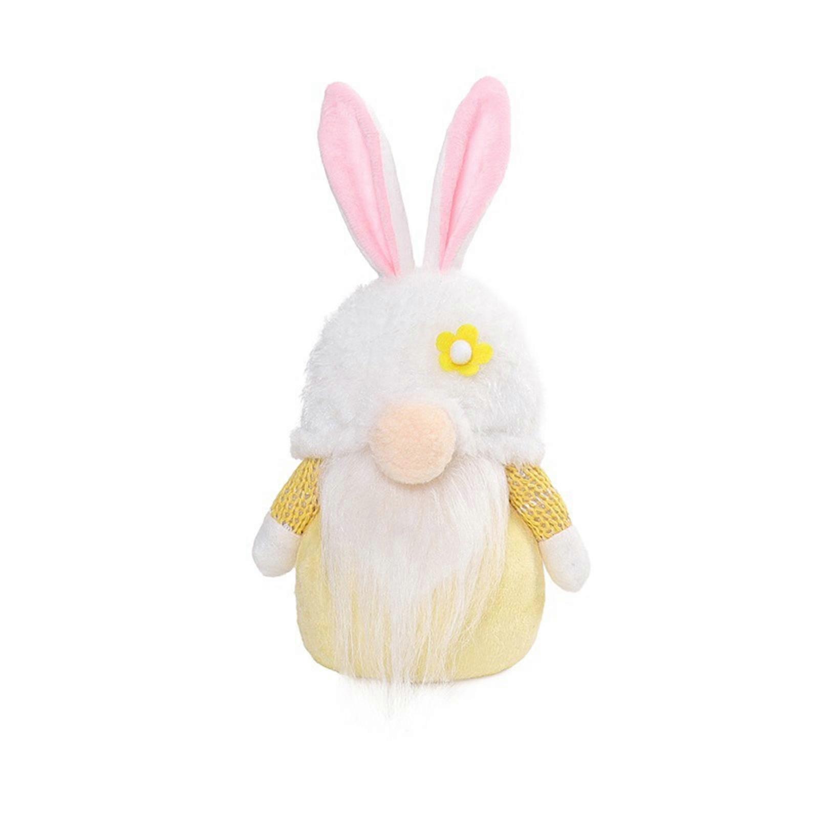 Easter Gnome Plush Scandinavian Tomtes Dwarfs LED Lighted Rabbit Gnome Ornaments Swedish Figurines Table Decoration Yellow