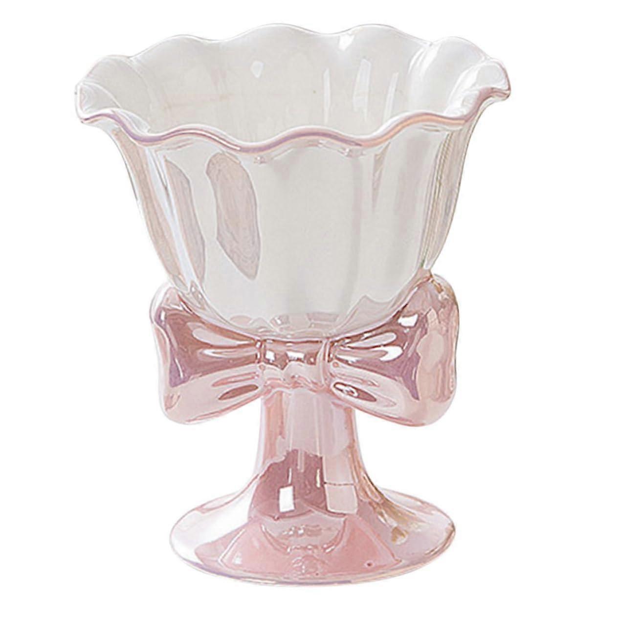 Ceramic Ice Cream Cup Floral Pink Dessert Bowl Floral Pattern Serving Dish For Bar And Home Use