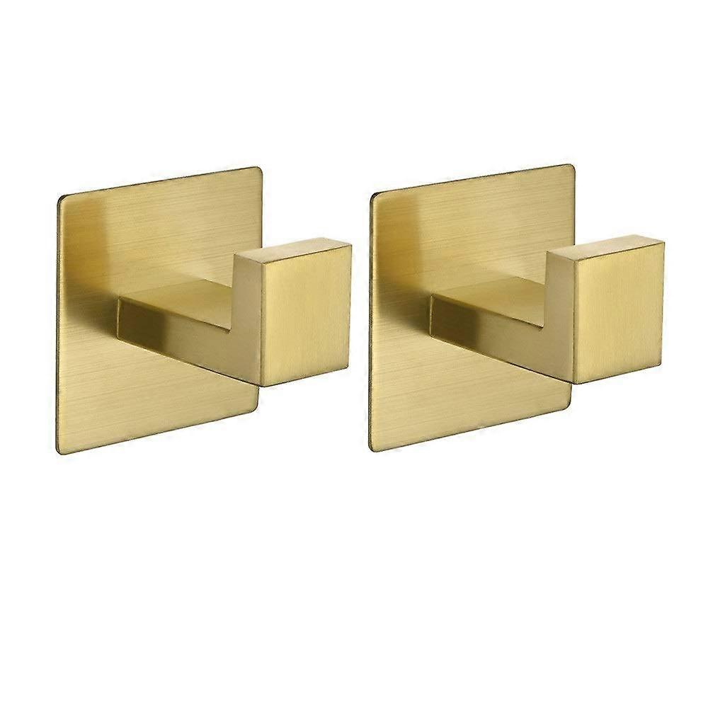 2 Pack Gold Self Adhesive Drilling No Coat Hooks for Bathroom