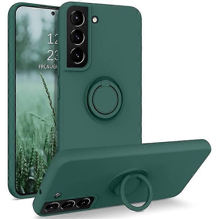 Compatible For Samsung Galaxy S22+ 5G Finger Ring Kickstand Design Built-in Metal Sheet Liquid Silicone Cell Phone Case Shell