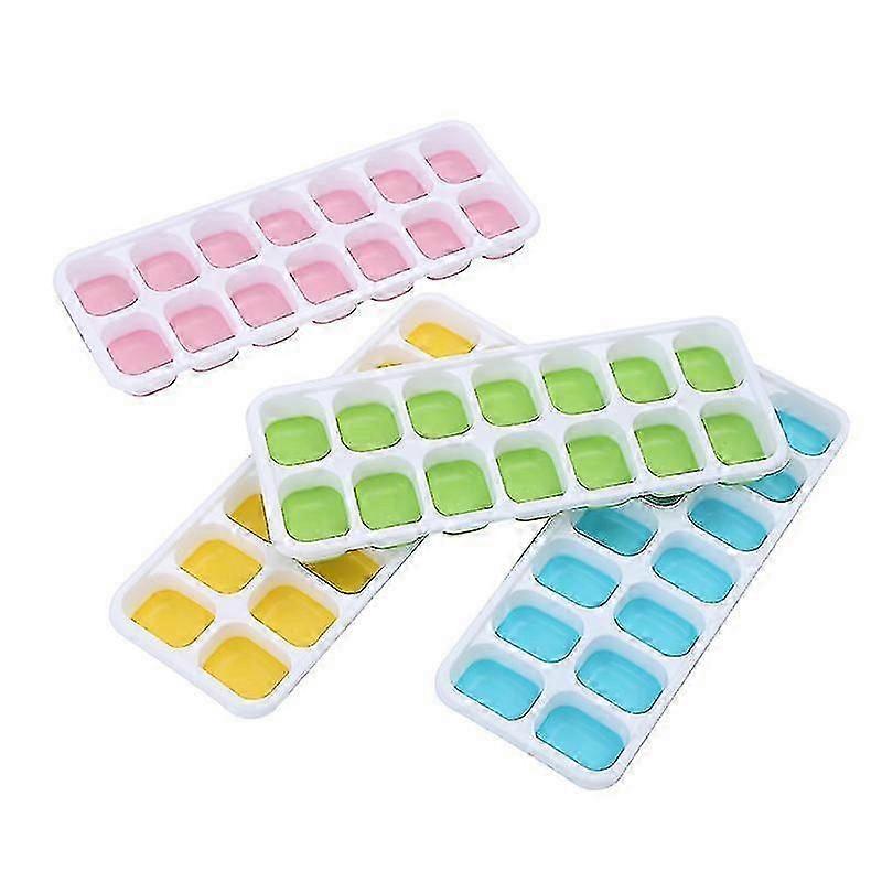 4 Pack Silicone Ice Cube Trays With Lid Flexible Ice Cubes Molds With 1 Ice Shovel