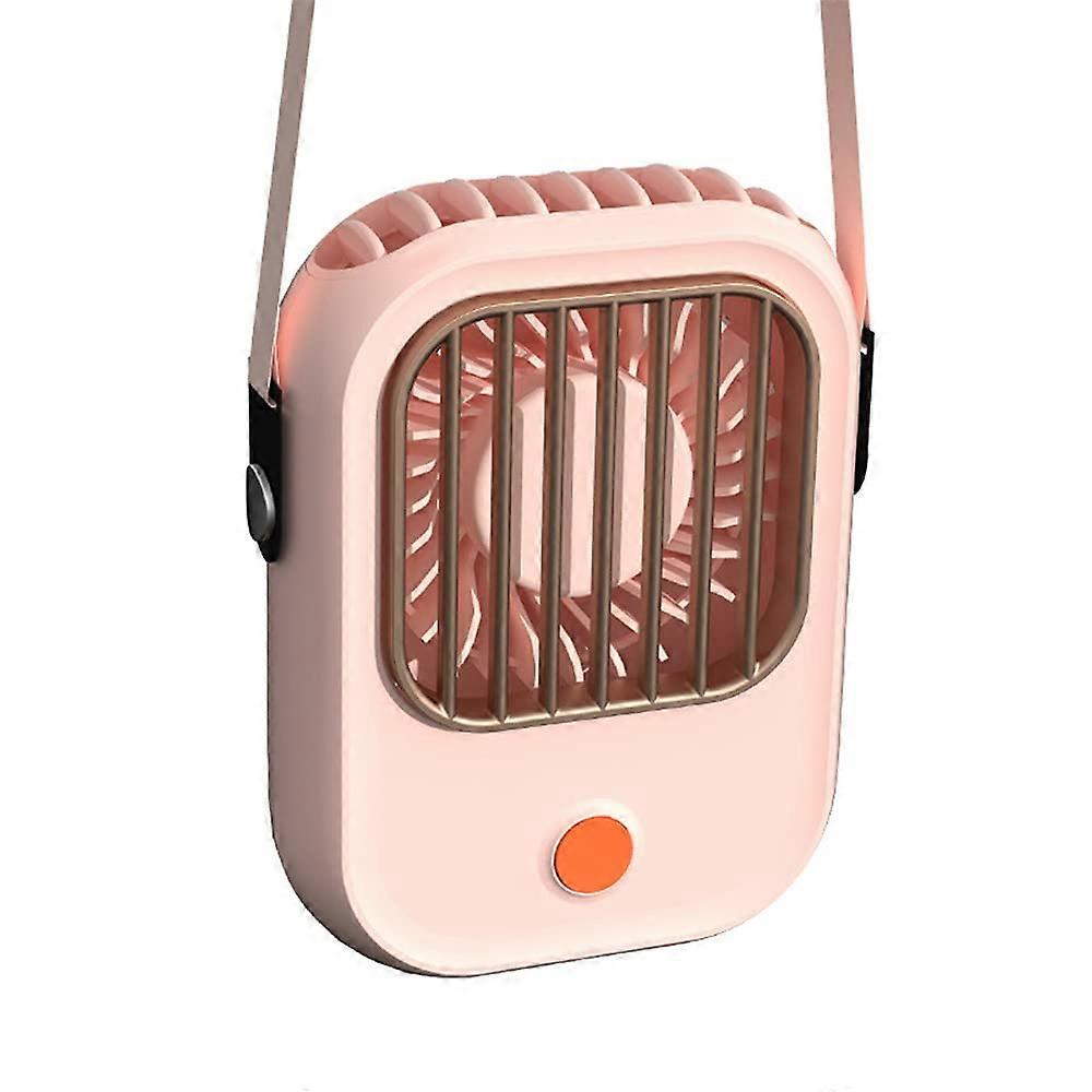Personal Fan with Green Bamboo Design, Portable Hanging Neck Mini Fan, USB Rechargeable Handheld Desk Fan in Pink
