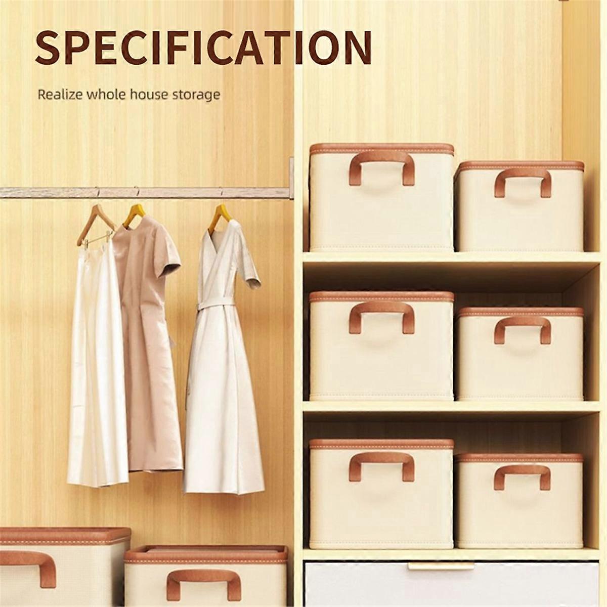 Clothing Storage Bins for Closet with PU Handles, 25L