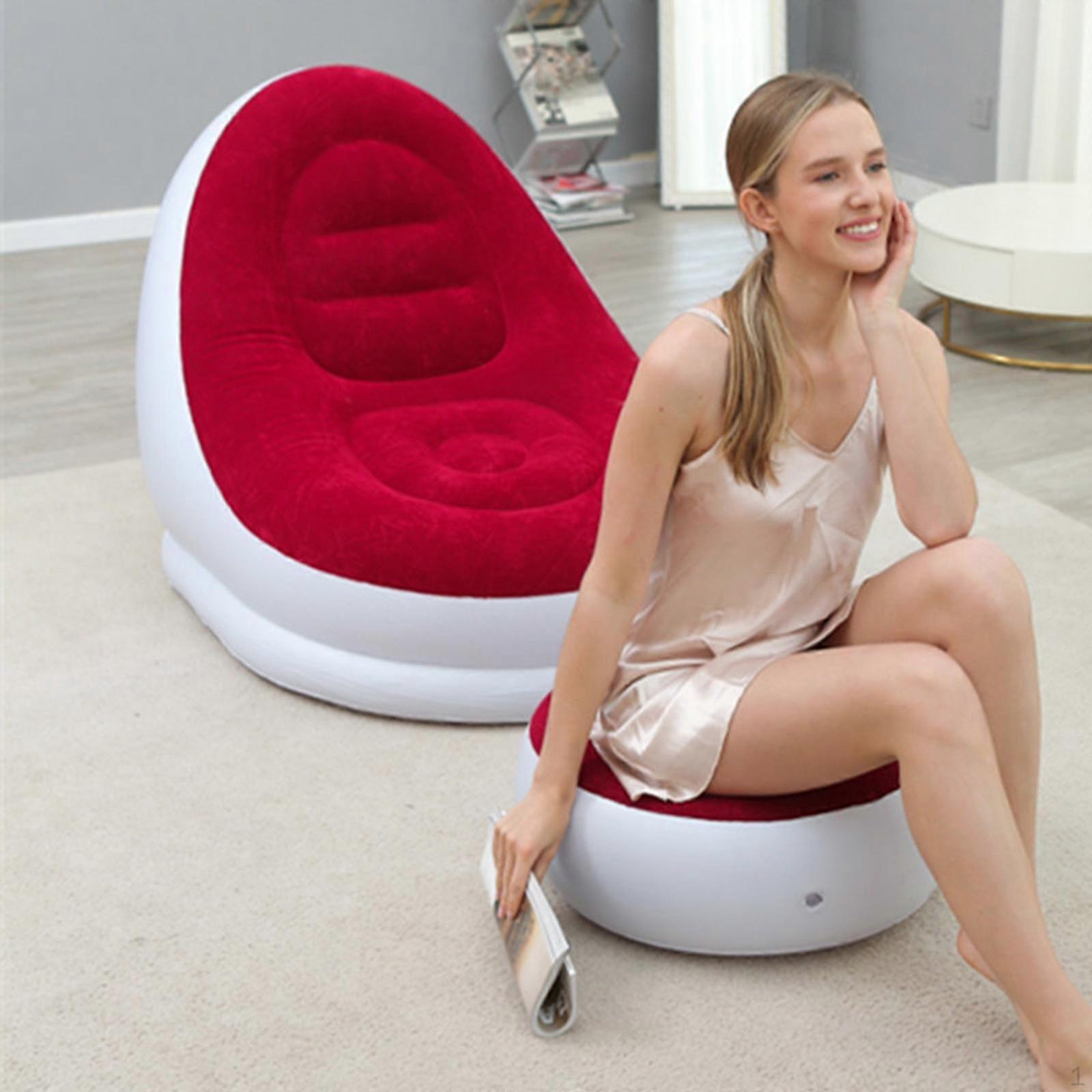 Inflatable Lounge Chair Couch with Foot Stool Adults recliner Lazy Sofa for Garden Gaming Room