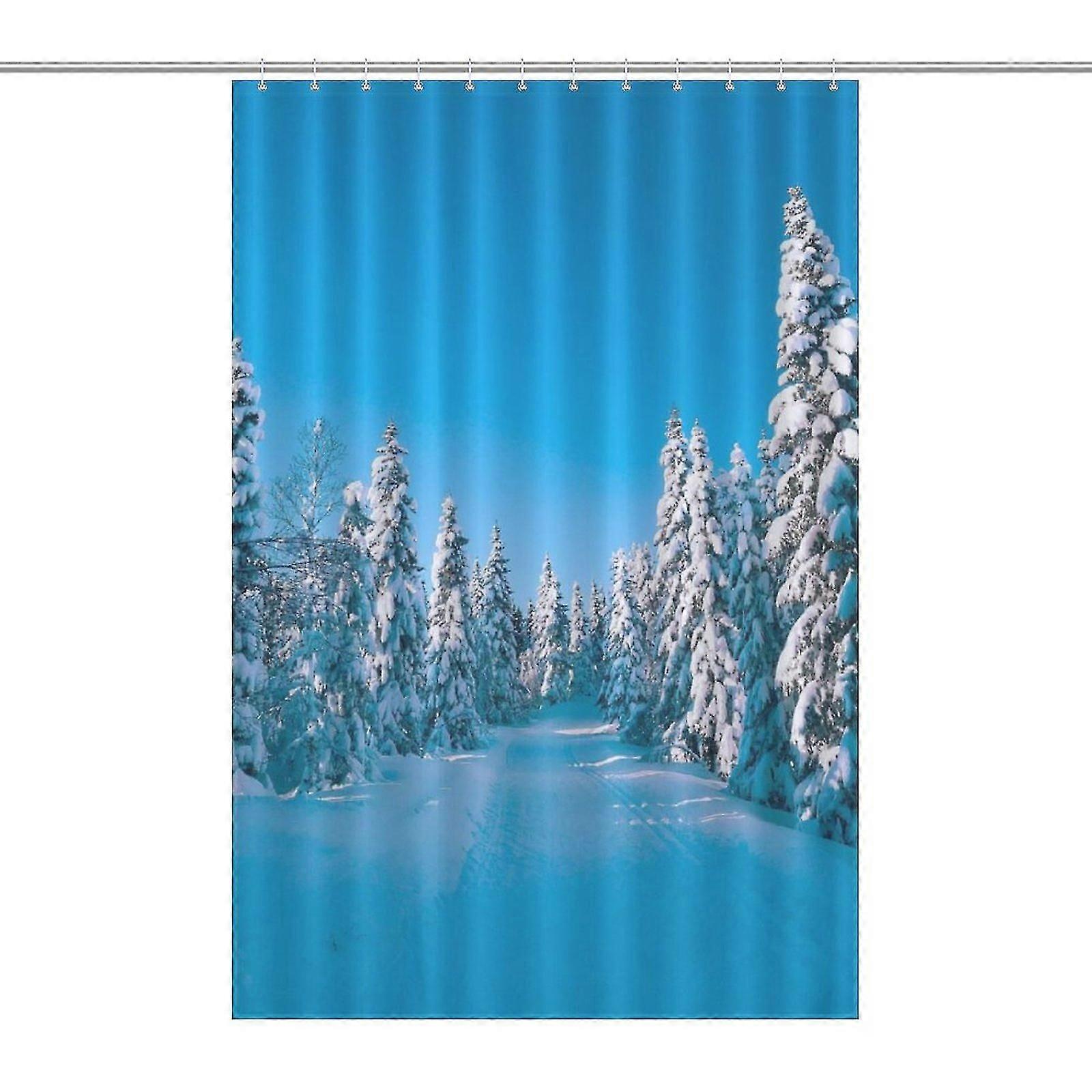 冬季降雪シャワーカーテン