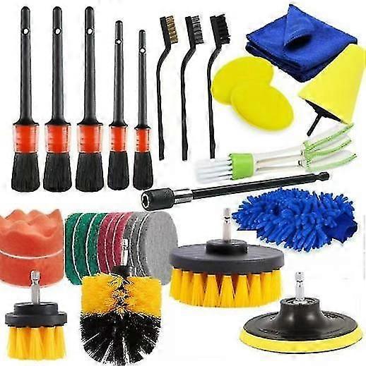 30ks nástroje pro mytí aut kartáč elektrický vrták čištění kartáč interiér vzduch výstup kartáč auto mytí aut rukavice
