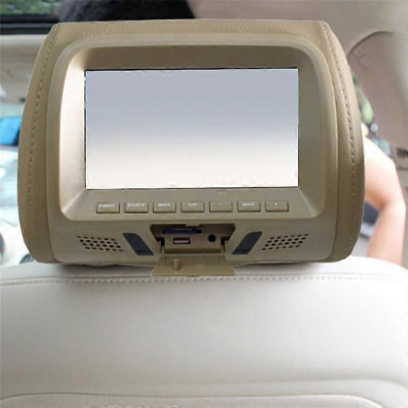 Universal 7Inches Car Headrest Monitor Screen Rear Seat Entertainment Multi-Media Player for AV USB SD MP4 MP5 FM Beige