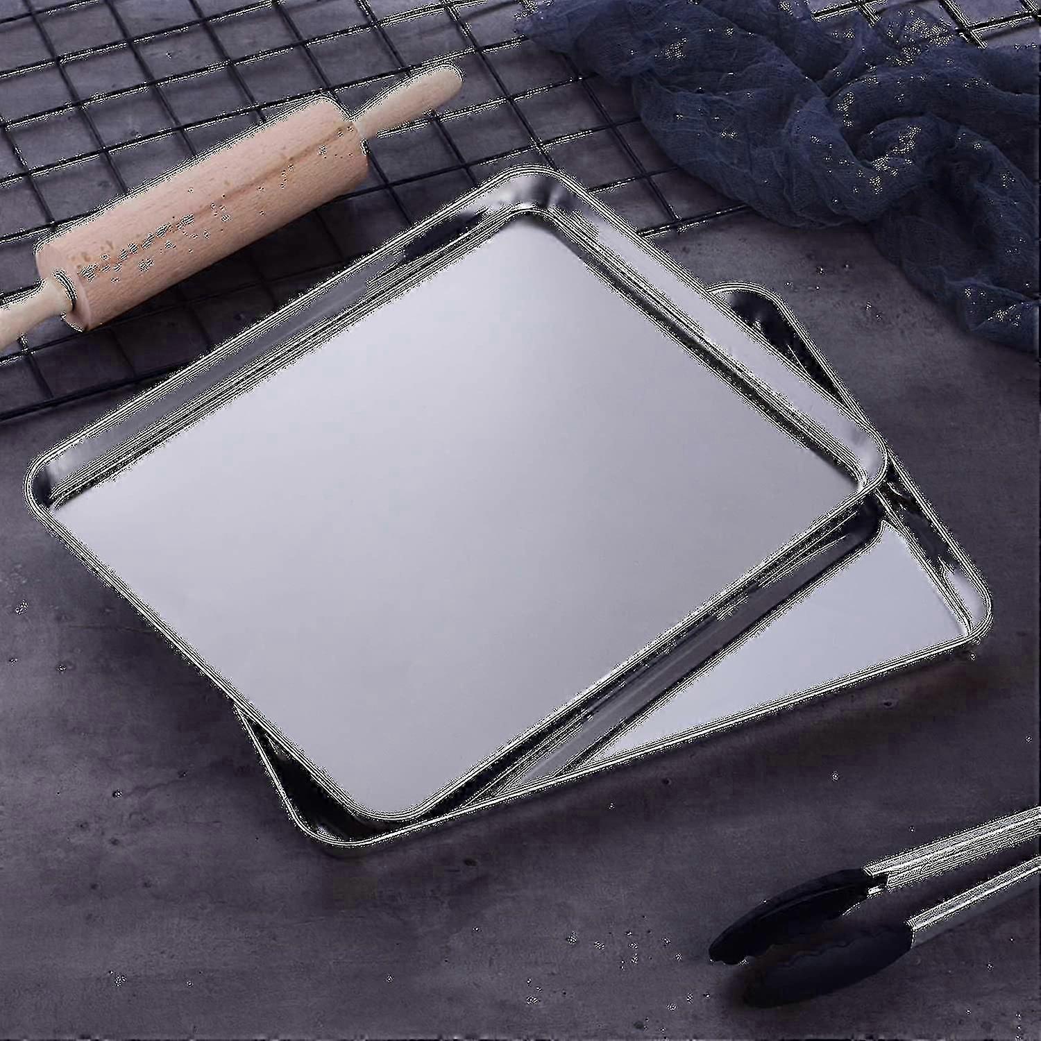 Baking Tray Set Of 2, Stainless Steel Oven Tray, Small+medium