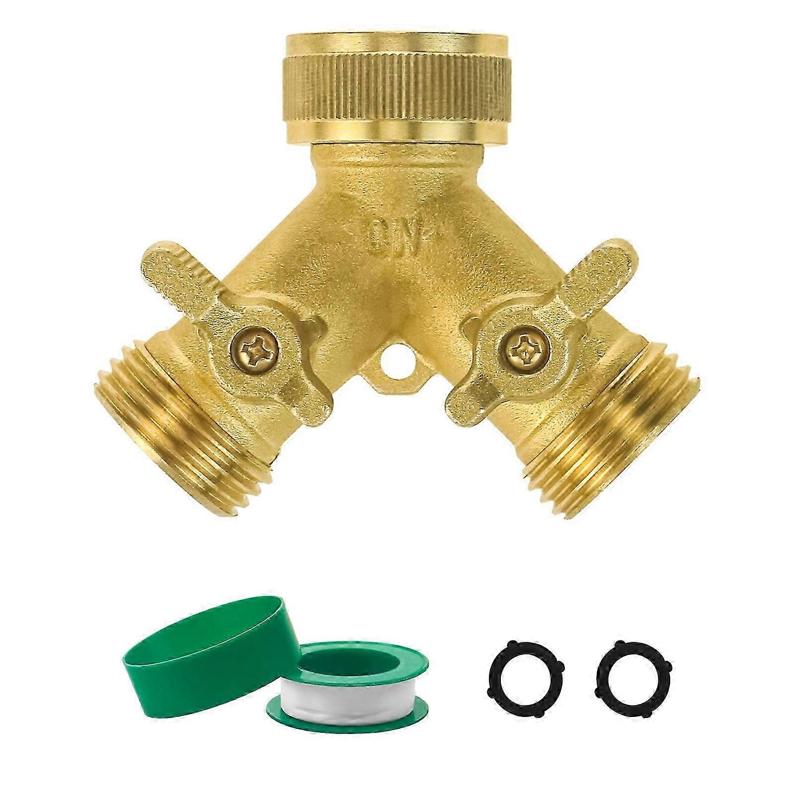 Durable Brass Y Splitter for Garden Hoses with 2 Shutoff Valves