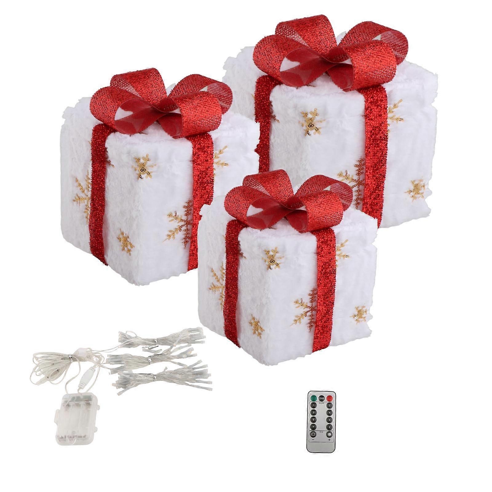 Set of 3 Christmas Lighted Gift Boxes, LED Lighted Present Boxes, Light up Box
