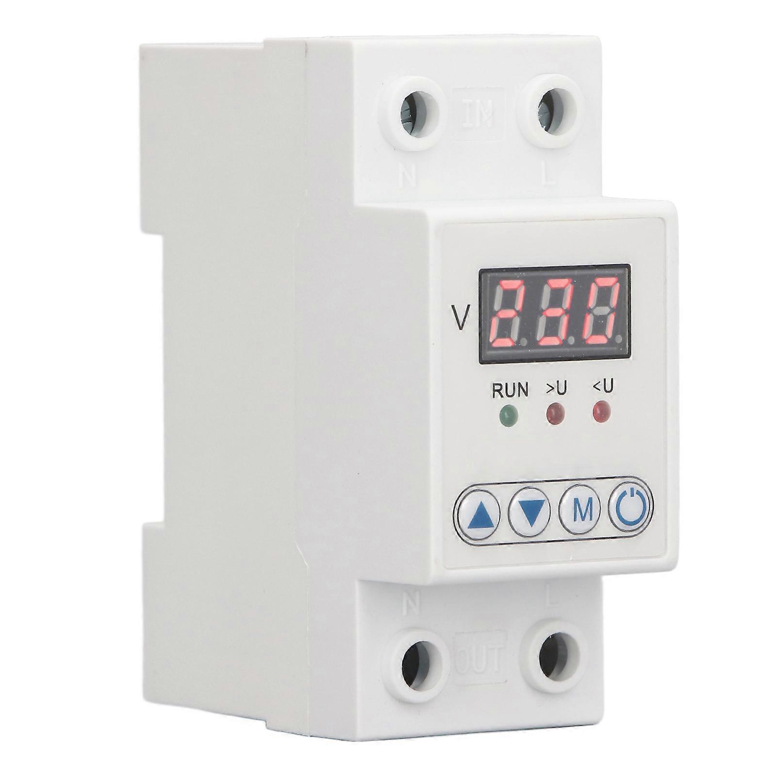 LED Single Display Automatic Reset Protector Intelligent Adjustable Over Under Voltage Protective Device AC