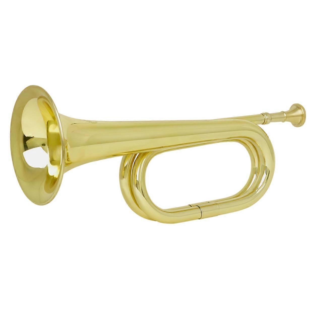 Orchestra Trumpet Bugle Lightweight Brass Instrument for Easy Carry Band Practice, Bb Key, Portable Design