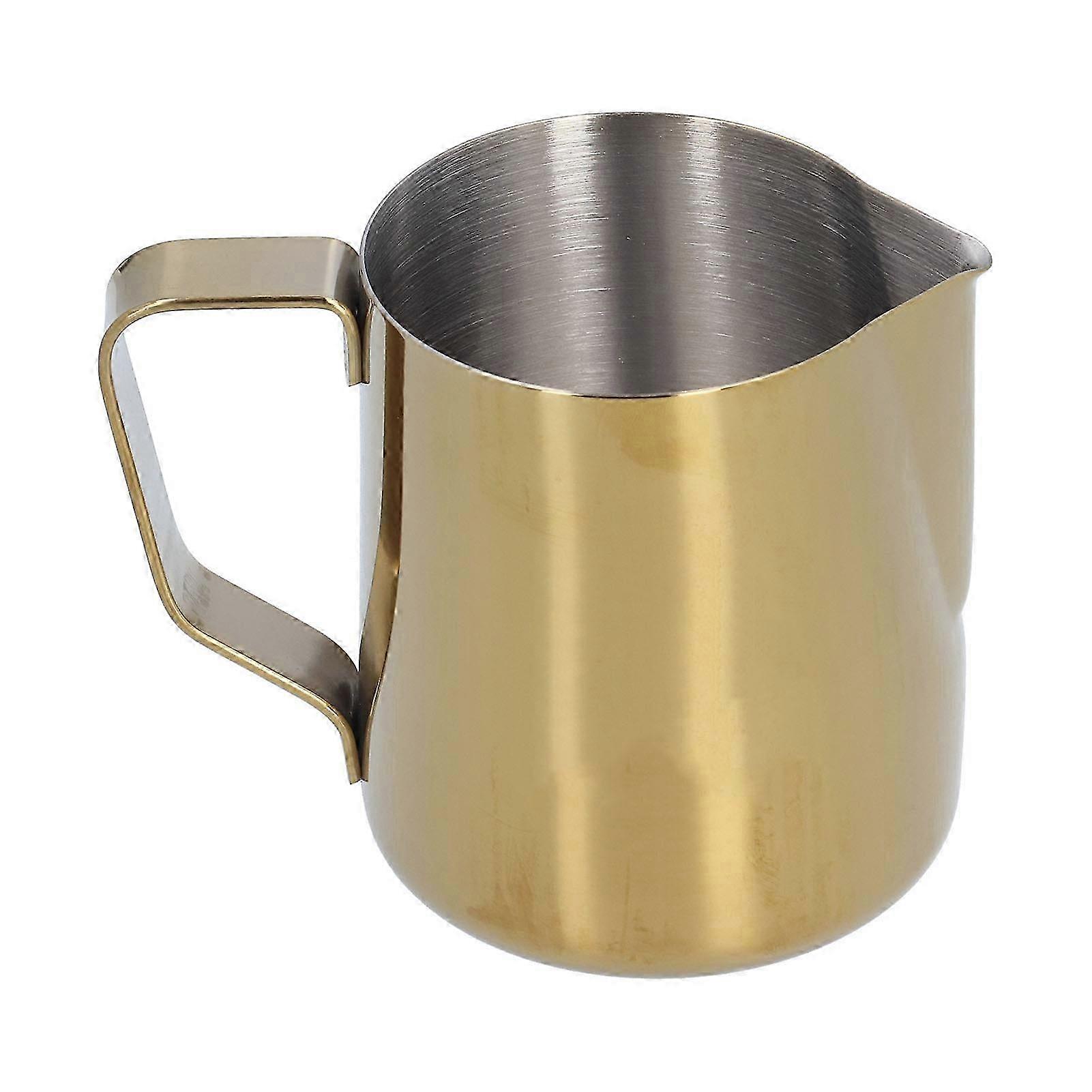 304 Stainless Steel Milk Frothing Pitcher with Inner Scale, 600ml Pointed Mouth Milk Jug for Home