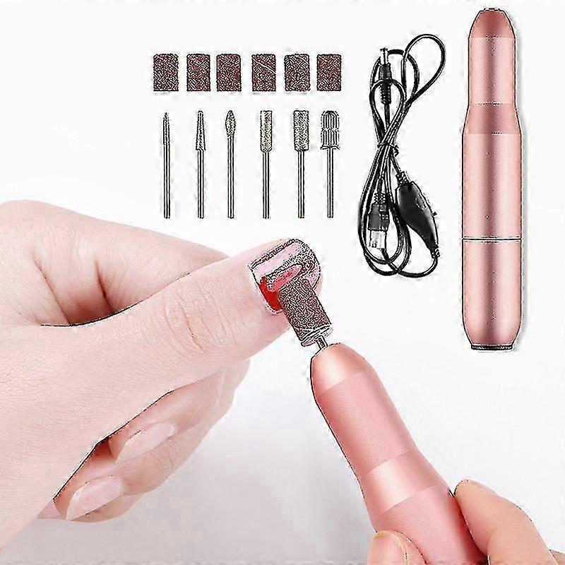 20000rpm Usb Elektrikli Çivi Matkap Kiti Manikür Taşınabilir Tırnak Matkap Kalemi (gül altın)