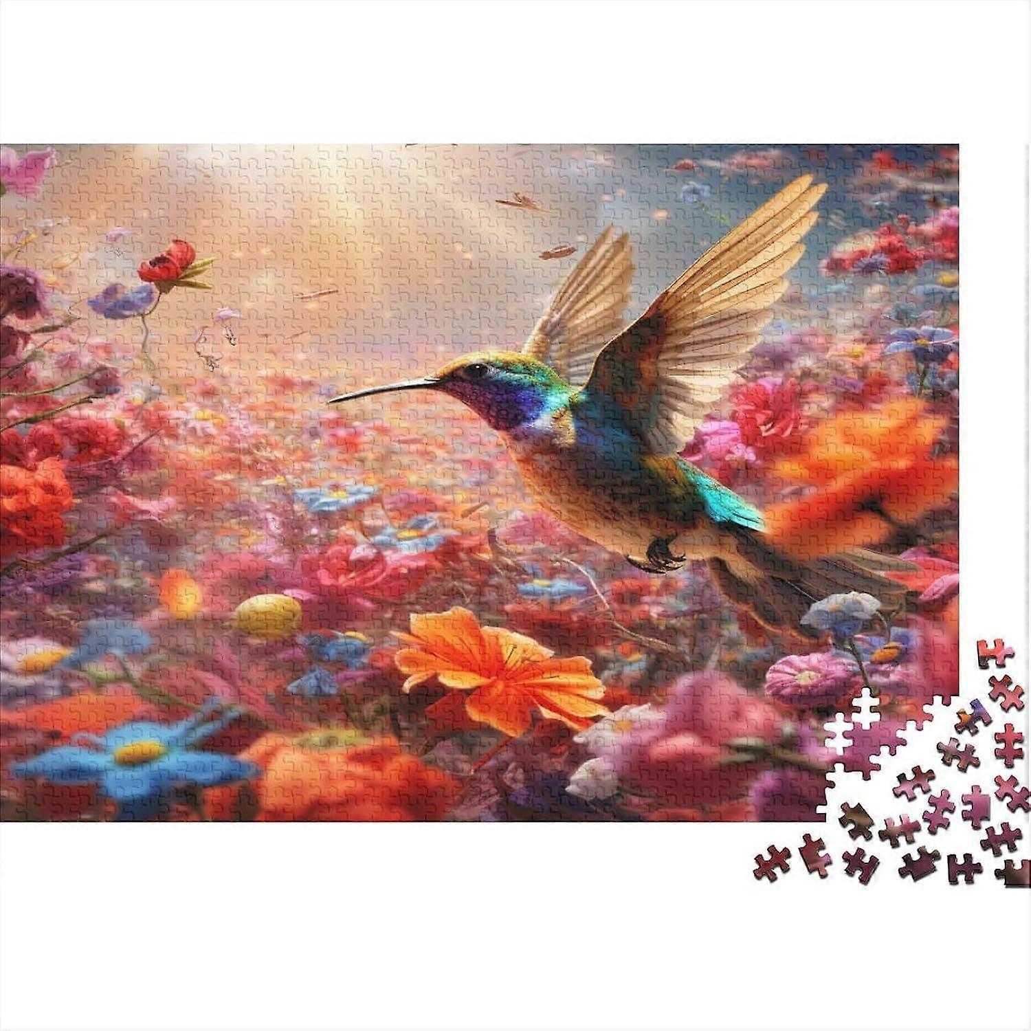 Kolibris Puzzles für Erwachsene Holzblumen Puzzle mit präzisem, ineinandergreifendem Design Puzzles Einzigartige Familienspiele für Erwachsene, Familie oder Kinder