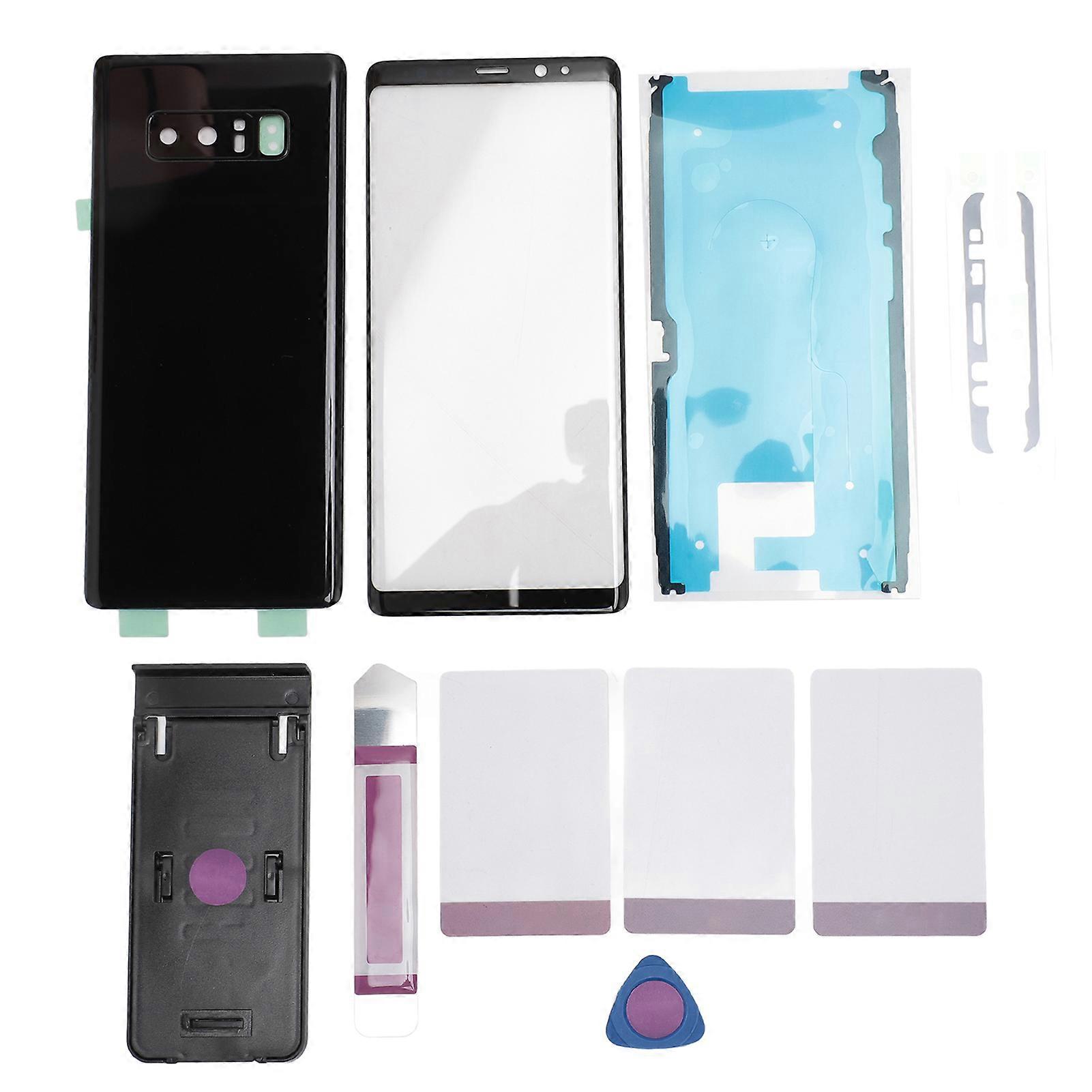 Galaxy Note 8 Black Back & Front Glass Replacement Kit with Pre-Installed Camera Lens