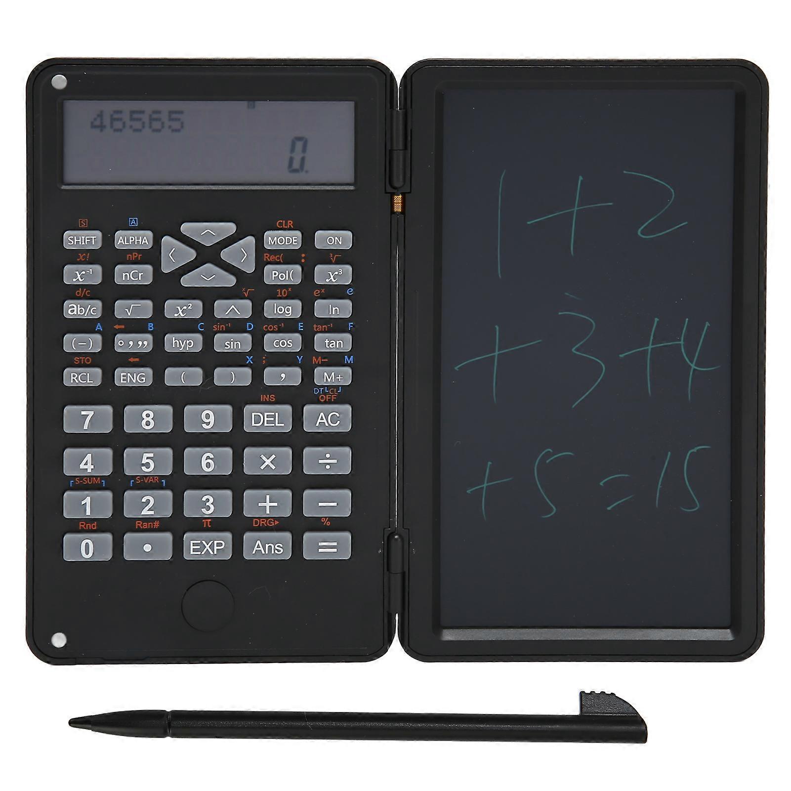 Portable Scientific Calculator with Notepad and 10-Digit LCD Display, Ideal for School, Office, Meetings and Family, Black