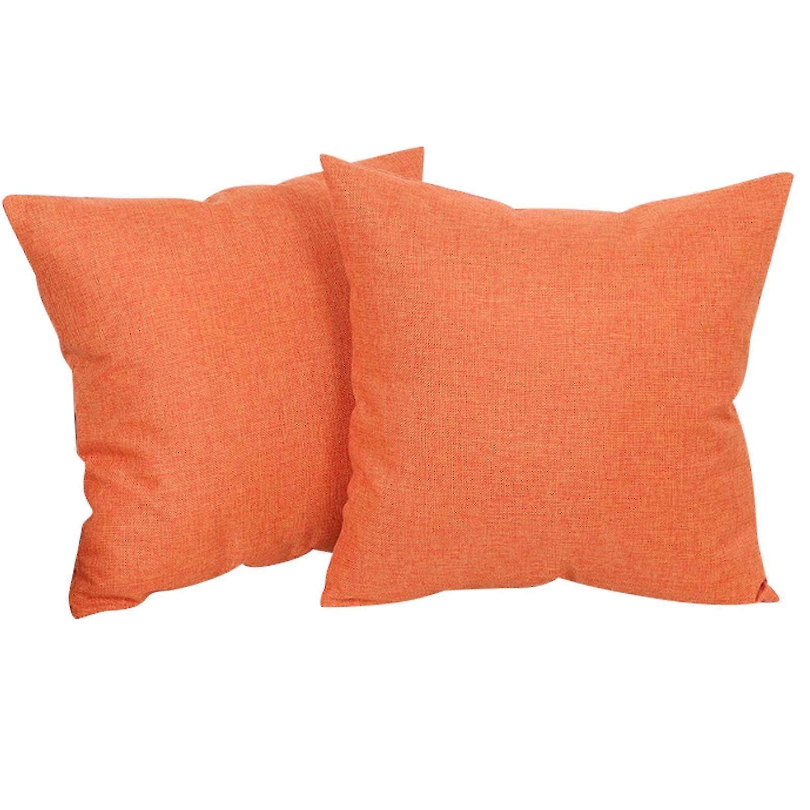 unbrand Linen-look Home Decorative Cushion Covers For Sofa Bedroom Car With Zip Orange 45*45cm