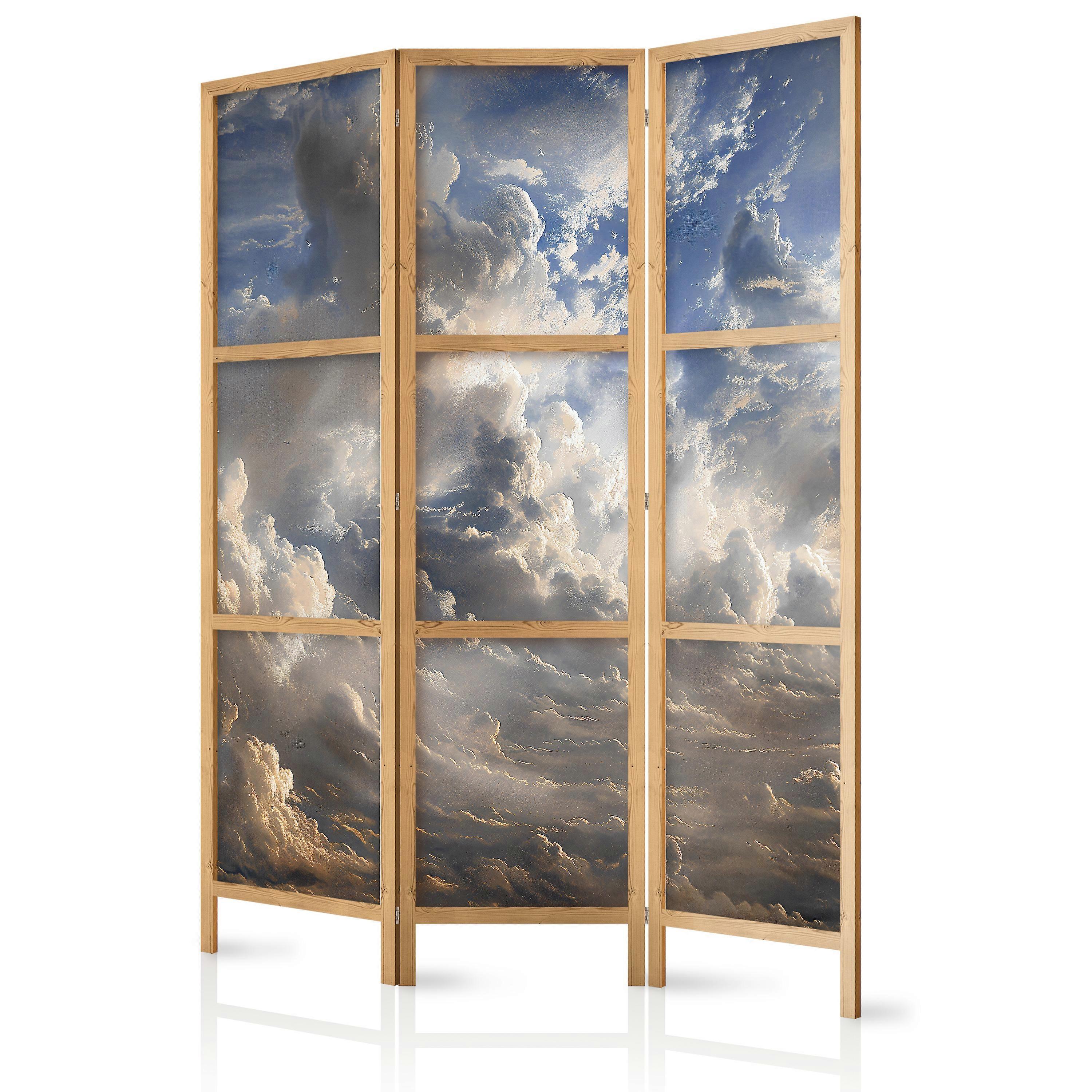 Japanese screen - Golden reflections on clouds announcing dusk