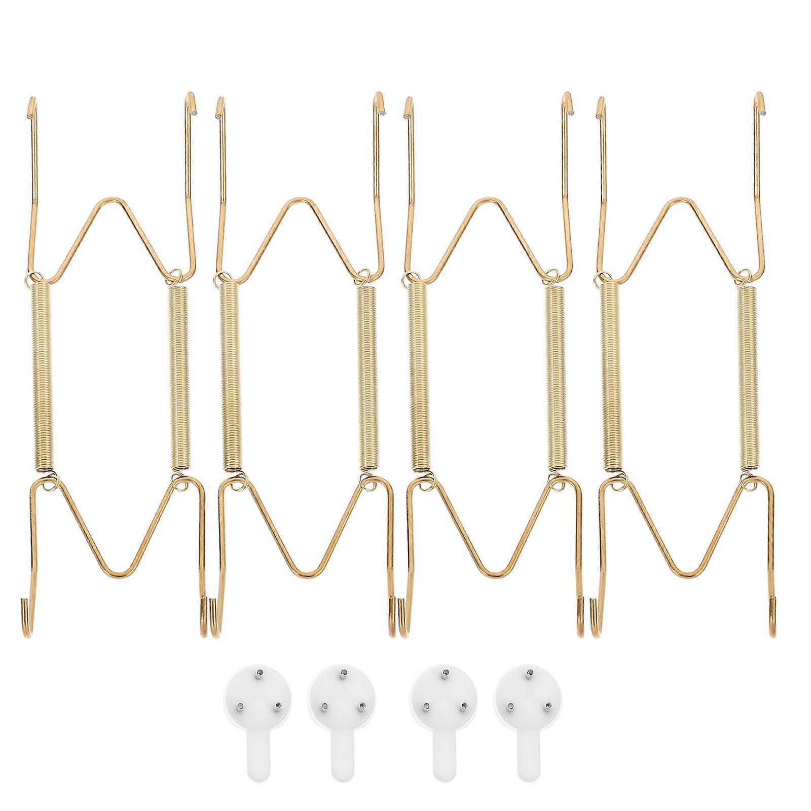 Wall Mounted Hanger for Plates, Featuring Expandable Springs and Convenient Hooks