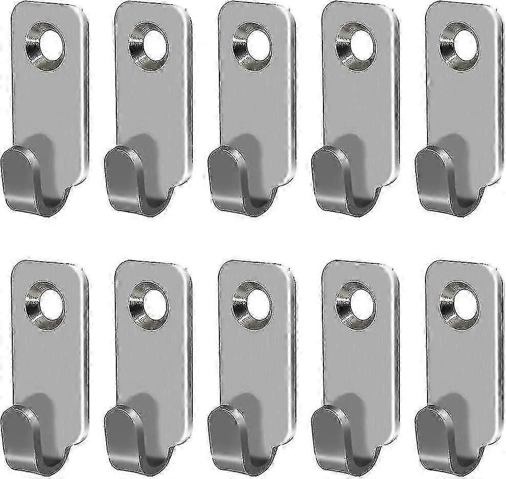 304ステンレス鋼ヘビーデューティ壁掛けミニJフック(10個)ミラー、額縁、吊り下げワイヤー、Dリング、鍵穴ハンガー用