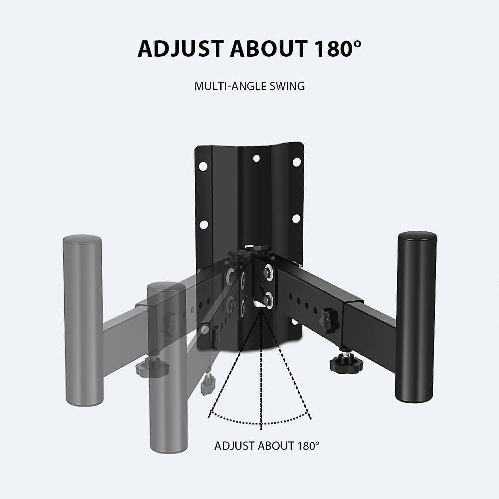 Speaker Wall Mount Brackets 50KG Load, 25-33cm Black Metal Pair